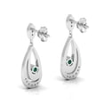 thumbnail image 4 of Sterling Silver Round Emerald Dangle Drop Earrings || Retirement Gift Earring, Gift for Her Earring || Silver Diary, 4 of 5