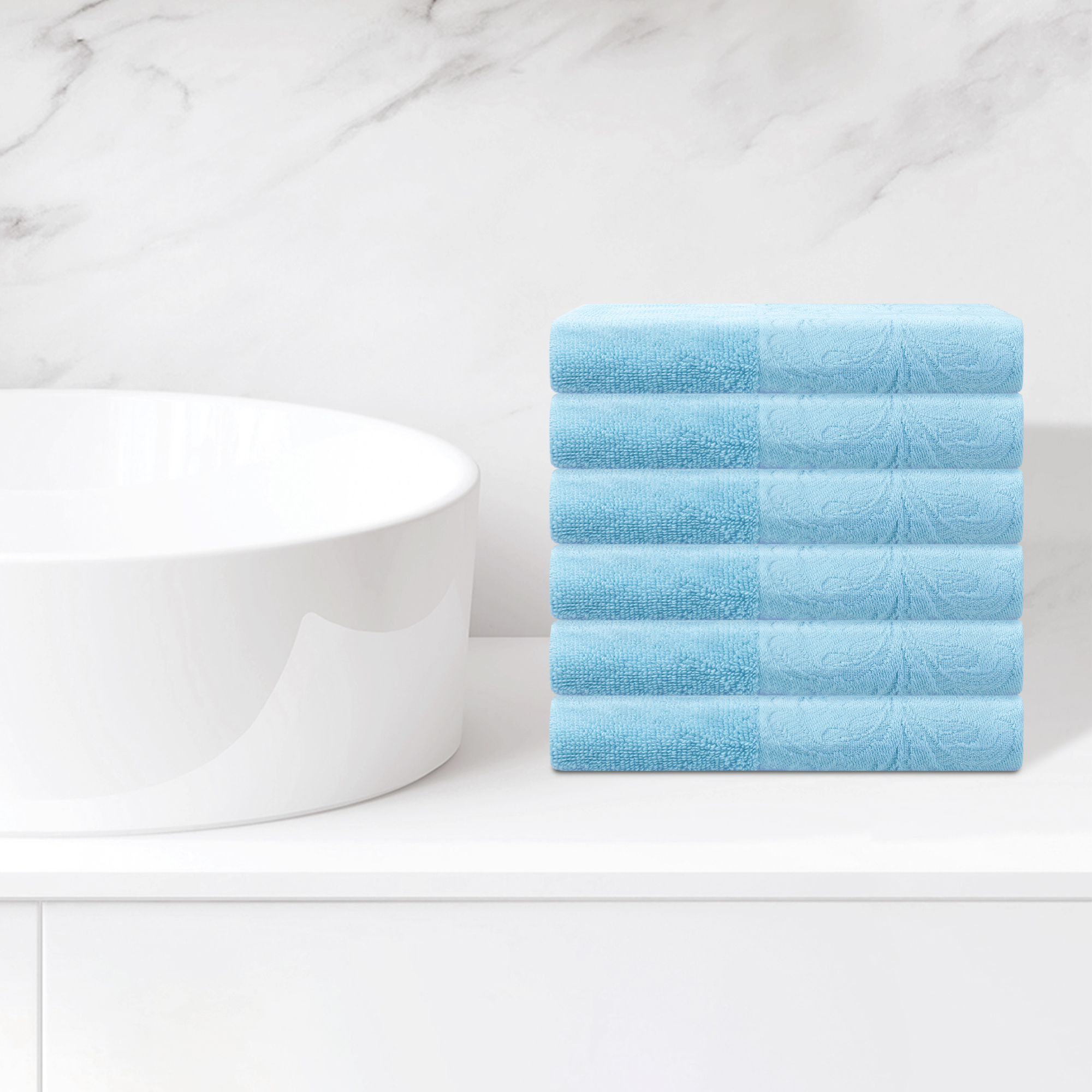 Unique Bargains 6 Pack Cotton Washcloths Absorbent and Comfort Face Towels Blue