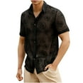 thumbnail image 4 of ZQUUVOU Men's Fashion Short Sleeve Shirt Casual Solid Color Turndown Collar Blouse Tops Black, 4 of 8