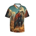 thumbnail image 2 of Daiia Western Desert Cactus Bald Eagle Hawaiian Shirt for Men Gentle Cotton Regular Short Sleeve Casual-XX-Large, 2 of 9
