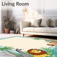 thumbnail image 2 of ODIKA 2'x3' Machine Washable Non-Slip Area Rug, Whimsical Jungle Parade Featuring Smiling Animal Characters and Palms High Traffic Rug, Beige, 684023, 2 of 7