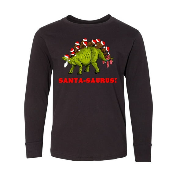 Inktastic Santa-Saurus Christmas Dinosaur Long Sleeve Youth T-Shirt