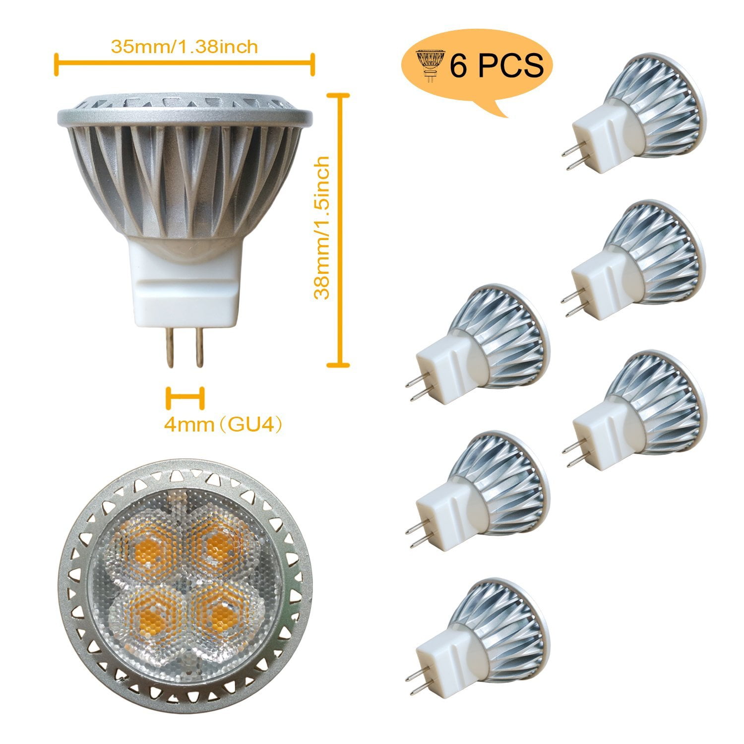 Dimmable MR16 3W LED spotlight pure white 35W halogen equivalent standard size