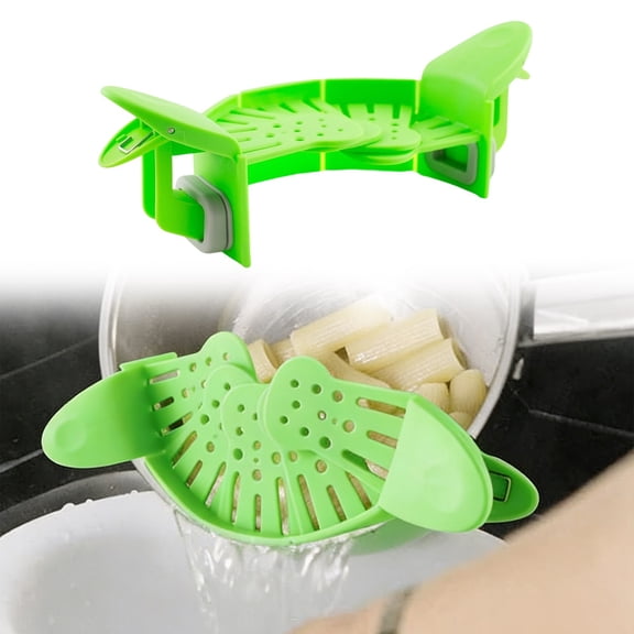 Clip-On Strainer for Pots and Pans – Collapsible Silicone Pasta Strainer, Heat-Resistant and Space-Saving Colander for Easy Cooking (Green),pot strainer