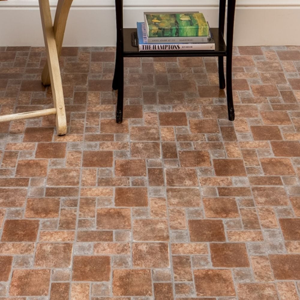 Ergode Tivoli Brick Pavers 12x12 Self Adhesive Vinyl Floor Tile - 45 Tiles/45 sq. ft.