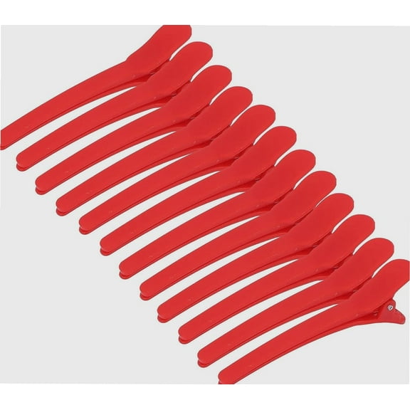 12pcs Duck Bill Clips, Plastic Non-Slip Hair Clips for Styling and Sectioning, Salon Dividing Duckbill Hair Clips for Salon and Home Hair Cutting Styling, Red
