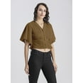 thumbnail image 2 of Moomaya Womens Solid Colors Tops, V Neck, Flutter Sleeves Casual Top, 2 of 8