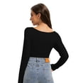 thumbnail image 2 of Women Shirts V Neck Long Sleeve Tops T-Shirt Basic Tees, 2 of 4
