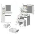 thumbnail image 4 of Small Size Left Bedside Cabinet Vanity Table+ Cushioned Stool,2 Ac+2 Usb Power Station,Hair Dryer Bracket,Extra Large Touch Control Sliding Led Mirror,Tri-Color Switching,Epa,Gcc,Ul Certificate,White, 4 of 15