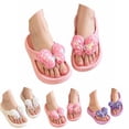 thumbnail image 4 of Rhuody Teen Girls slipper Summer Sparkly Bow Slides Soft Sole Non slip Open Toe Outdoor Flip Flop Sandals Retro Feetwear Red 11-12 Years, 4 of 8