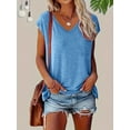 thumbnail image 3 of MORTTIC 3-Pack Women's Casual V-Neck T-Shirts Solid Color Short Sleeve Tee Tops for Everyday Wear, 3 of 5