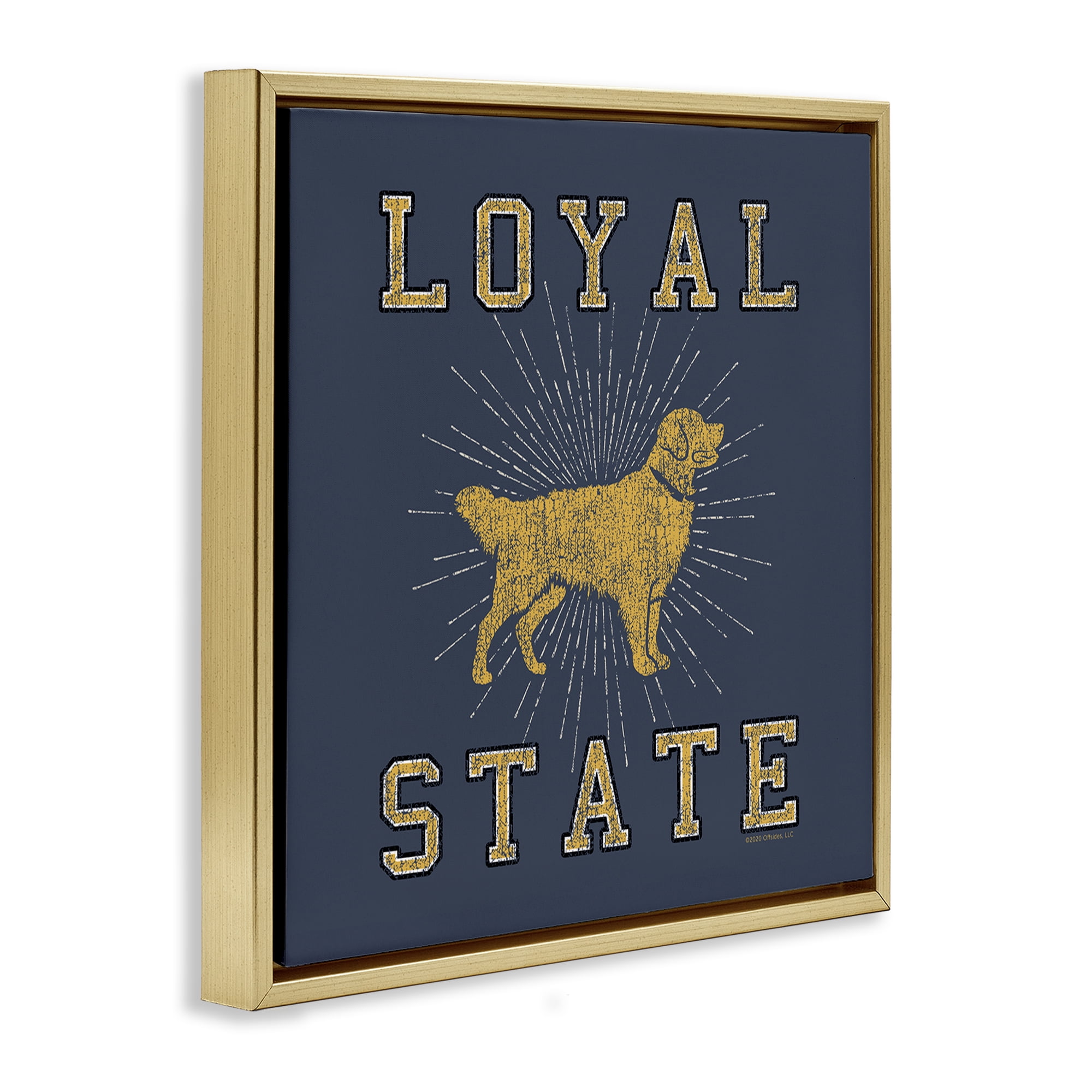 Stupell Industries Varsity Loyal State Novelty & Humor Painting Gold Floater Framed Canvas Art Print Wall Art, 18 x 18