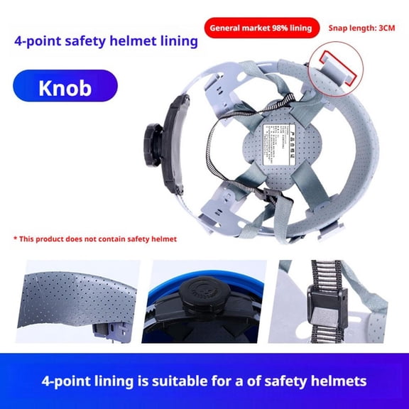4-Point Safety Helmet Replacement Suspension - Adjustable Knob-Style Hard Hat Liner for Industrial & Construction Use (Without safety helmet,Rotary knob)