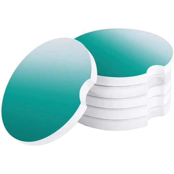FMSHPON Green Gradient Pattern Set of 2 Car Coaster for Drinks, Absorbent Ceramic Stone Coasters Cup Mat with Cork Base for Home Kitchen Room Coffee Table Bar Decor