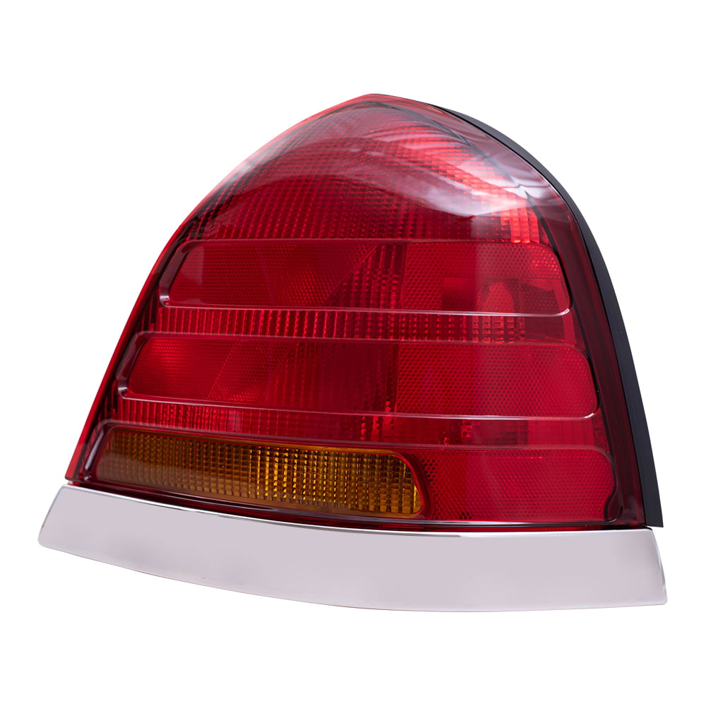 Driver and Passenger Taillights Tail Lamps with Red-Amber Lens & Chrome Trim Replacement for 98-05 Ford Crown Victoria 3W7Z13405CA 3W7Z13404CA AutoAndArt 