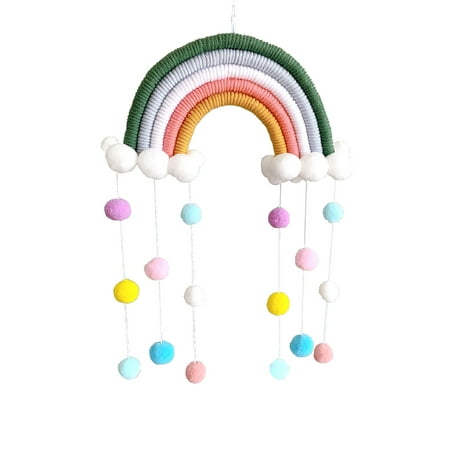 

purcolt Children s Room Decoration Pendant Woven Cloud Rainbow Wall Decoration Pendant