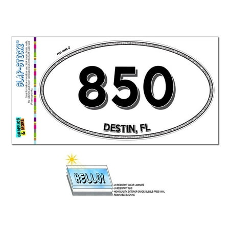 850 - Destin, FL - Florida - Oval Area Code Sticker - Walmart.com