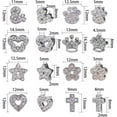 thumbnail image 5 of 1 Box 48 Pcs Mixed Shapes Alloy Rhinestone Slide Beads 8 Types Crystal Crown Heart Butterfly Beads for DIY Craft Bracelet Wristbands Necklace Jewelry Making, 5 of 8
