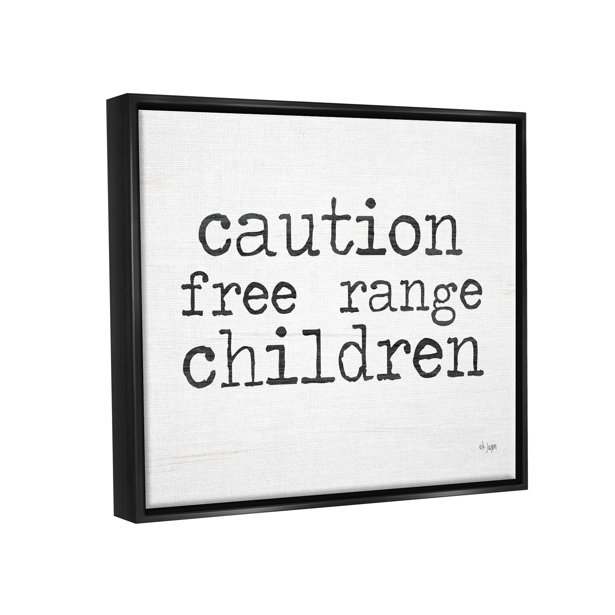 Stupell Industries Free Range Children Phrase Typography Painting Black Floater Framed Art Print Wall Art, 21 x 17