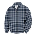 thumbnail image 6 of Nestiefly Flannel Shirt for Men 2026 Fashion Long Sleeve Plaid Quarter Zip Henley Pullover Sweatshirts Casual Fall Clothes Blue S, 6 of 7