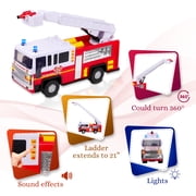 لعبة Playkidz 15 Fire Truck للأطفال مع أضواء وأصوات صفارات الإنذار ، مركبة الطوارئ الكلاسيكية باللونين الأحمر والأبيض ، سلم متحرك للعب التفاعلي ، متعة التعلم المبكر ، الأولاد أو الفتيات