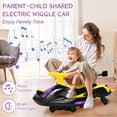 thumbnail image 3 of 12V Electric Wiggle Car Ultra with Pedals, Rechargeable Swing & Drift Car, Anti-Rollover Design with Backrest, Spray, Flashing Lights, Music & Bluetooth, for Ages 3 and Up, 150 lbs(Yellow + Black), 3 of 8