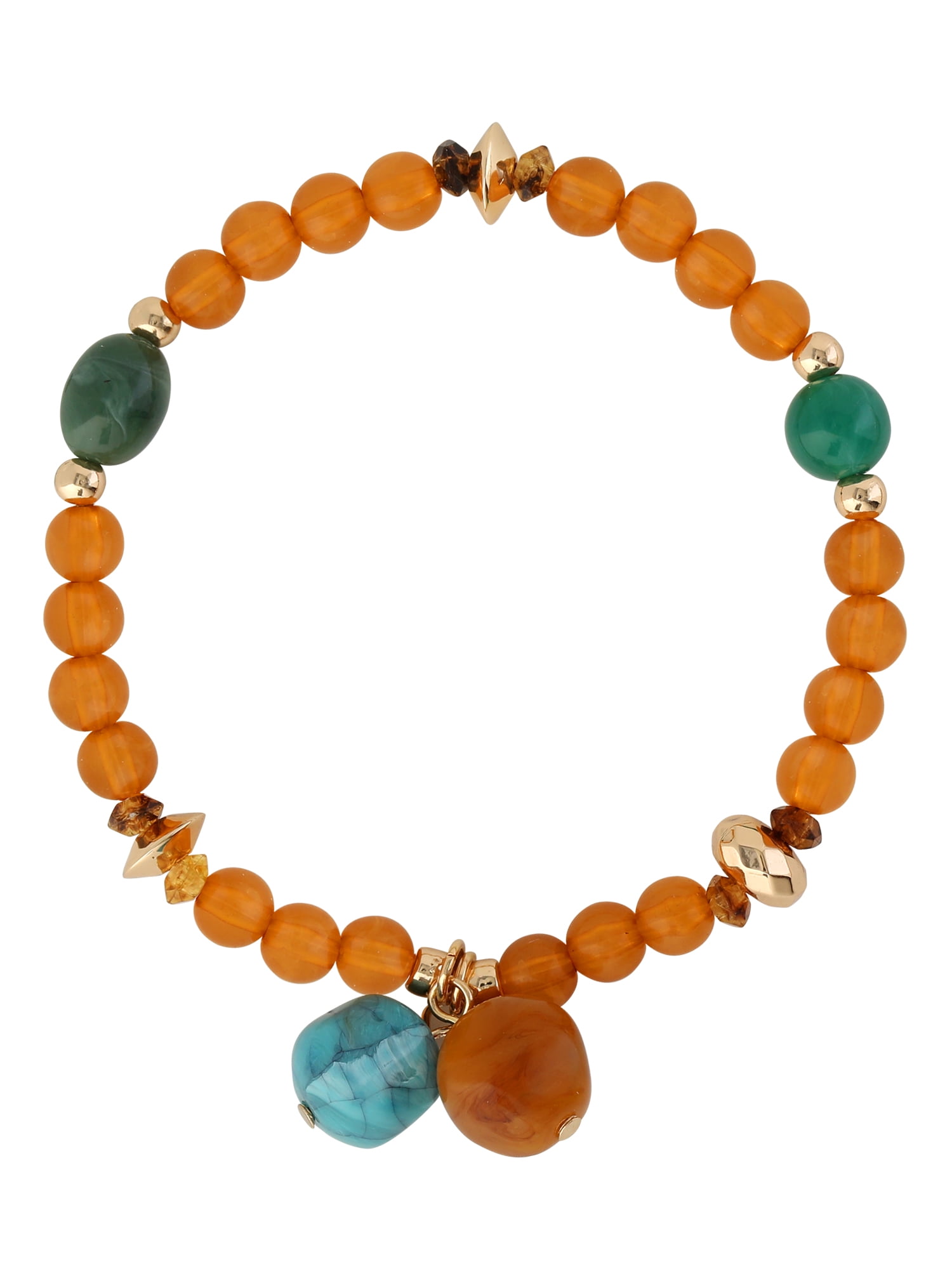 Jessica Simpson Women's Gold-Tone Multi-Bead Bracelet Stack, 3 Pack