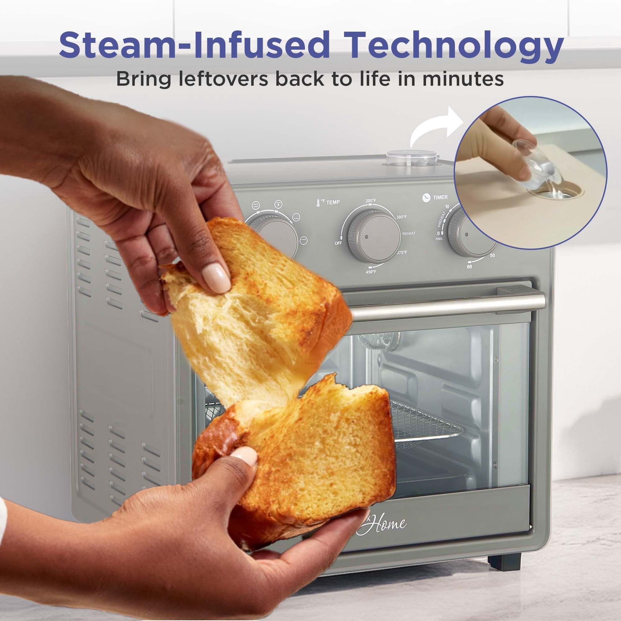 Magnavox 16.9 Qt./16L Air Fryer Oven with Steam Infusion, Countertop Convection Toaster Oven with Viewing Window, Char