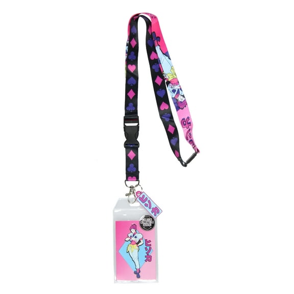 Hunter X Hunter Hisoka Morow ID Badge Holder Breakaway Lanyard w/ 1 1/2" Hisoka Katakana Rubber Charm