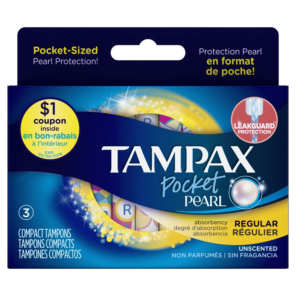 Tampax Pocket Pearl Regular Plastic Tampons, Unscented, 3 Ct Walmart