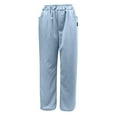 thumbnail image 6 of WTOBBY Men's Casual Linen Embroidered Pants Drawstring Elastic Waist Loose Fit Comfortable Pocket Trousers for Daily Lounge Wear,Light Blue XL, 6 of 6