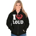 thumbnail image 4 of I Love Loud Heart Eyes Funny EDM Pot Unisex Fleece Graphic Zip Up Hoodie Brisco Brands 5X, 4 of 5