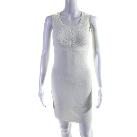 

Pre-owned|Fendi Womens White Textured Floral Crew Neck Sleeveless Shift Dress Size 36