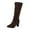 Coffee, variant on Women's Extra Wide Calf Cowboy Knee High Boots, Wide Width Slouchy Boots Chunky Pump Heel Plus Size Western Boots
