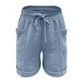 thumbnail image 5 of Ltctricy Women's Casual Shorts Elastic High Waisted Drawstring Pleated Mid Thigh Shorts Summer Beach Shorts with Pockets, 5 of 7