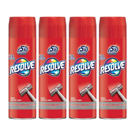 Resolve High Traffic Carpet Foam, 22 oz Can, Cleans Freshens Softens & Removes Stains (Pack of 4)
