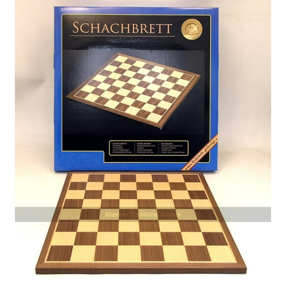 Philos walnut and maple chessboard 40cm (45mm squares)