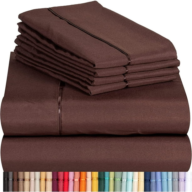 Cooling 6 pc Microfiber Sheet Set, Brown King Soft, and Deep