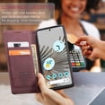 thumbnail image 2 of KONEE Wireless Charging Foldable Faux Leather Flip Case with Card Slot Google Pixel 7 Pro, Red, 2 of 8