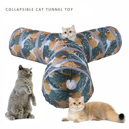 Portable Cat Funny Tunnel Ball Exercise Foldable Lightweight Hideout Funny Toy Tube for Guinea Pig Small Animals Training Hamster Squirrel , Y pass