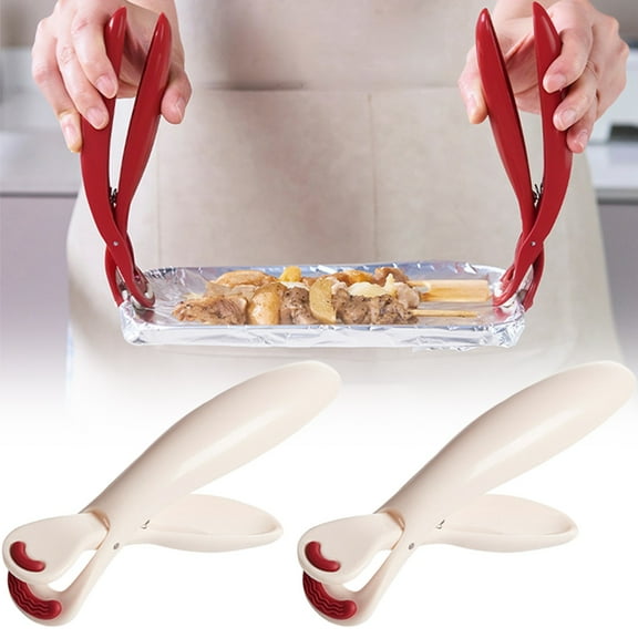 2PCS Hot Plate Grippers Multi-Function Anti-Scald Bowl Clip, Silicone Non Slip Multi-Purpose Anti-Scald Bowl Holder Clip for Kitchen Microwave Oven Steamer Pans Dishes Kitchen Tool ( White)