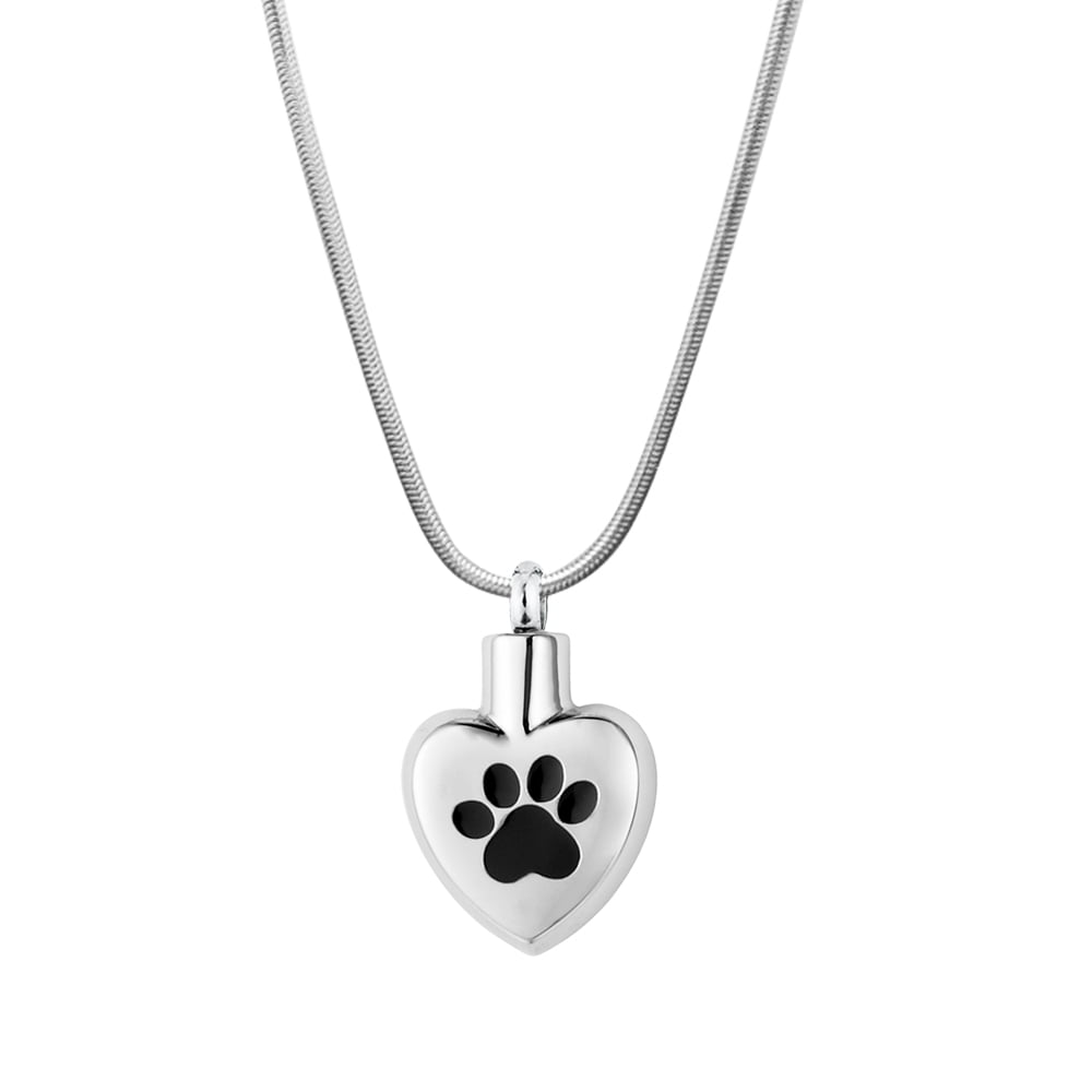 KBFDWEC Cute Dog Paw Print su Cyclinder Cremation Pendant Ceneri Animali Keepsake Mini Women Locket