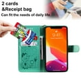 thumbnail image 4 of For iPhone 7 Plus Case, 8 Plus Case, Mantto PU Leather with Cat Patterned Embossed Cute Painted Flip Wallet Card Case, Kickstand Hand Strap Magnetic Closure Case For iPhone 7 Plus/8 Plus, Green, 4 of 9