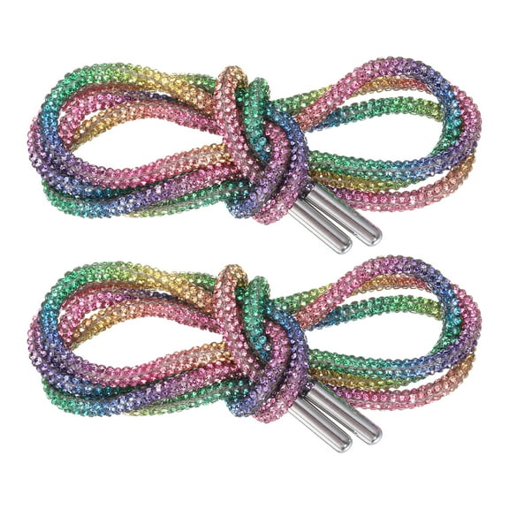 Uxcell 2pcs Rhinestone Shoe Laces 47" Length  Bling Crystal Shoe Laces for Sweatpants Shorts Sneakers, Rainbow Colored