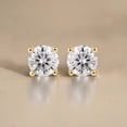 thumbnail image 2 of JeenMata Lab Grown Diamond Earrings 0.75 Carat Round Cut 18K Yellow Gold Plated Solitaire Studs for Women, 2 of 9