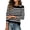 Black #037, variant on Women's Blouse Striped Brushstroke Print Puff Shoulder Casual Long Sleeve Solid Color Pullover Fall Top