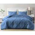 thumbnail image 2 of DNG Creations 3 Piece Diamond Ruffle Comforter 100% Egyptian Cotton, 800TC - Solid Medium Blue Colour - Super Soft 550 GSM All Season ( Full/Queen - Size ), 2 of 6