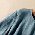 thumbnail image 4 of MHFRRA Camiseta de Manga Larga con Cuello Redondo y Bordado para Mujer, Estilo Bohemio, Holgada, Estilo Vintage, con Apliques Florales Azul, 4 of 5