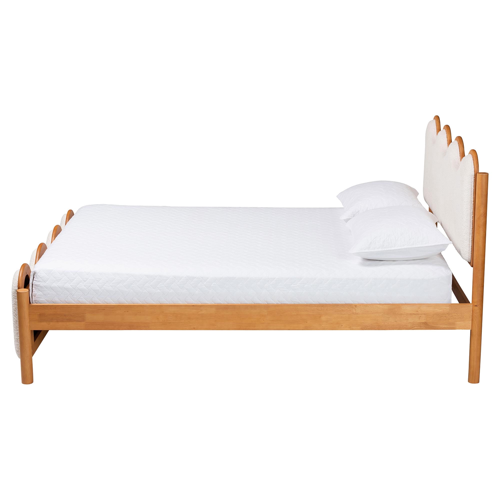 Baxton Studio Lilia Mid-Century Platform Bed, Queen, Cream