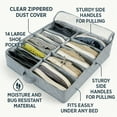 thumbnail image 2 of Under Bed 14 Pocket Shoe Storage Organizer with Clear Zippered Cover Grey Foldable, 2 of 7